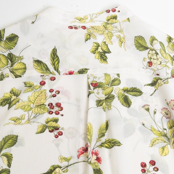 Equipment 100% Silk Blouse White Floral Botanical Print Long Sleeve Small - Picture 9 of 13